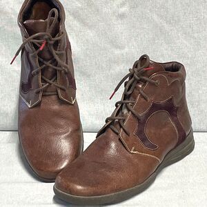 Think! Brown Leather Lace Up Ankle Boots Men's EU 42 US 8.5 9 Comfort